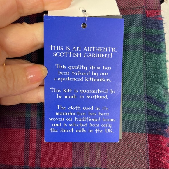 JAMES PRINGLE WEAVERS NWT Girls Clan Lindsay Tartan Red Green Kilt Skirt 3/4 - Picture 6 of 9